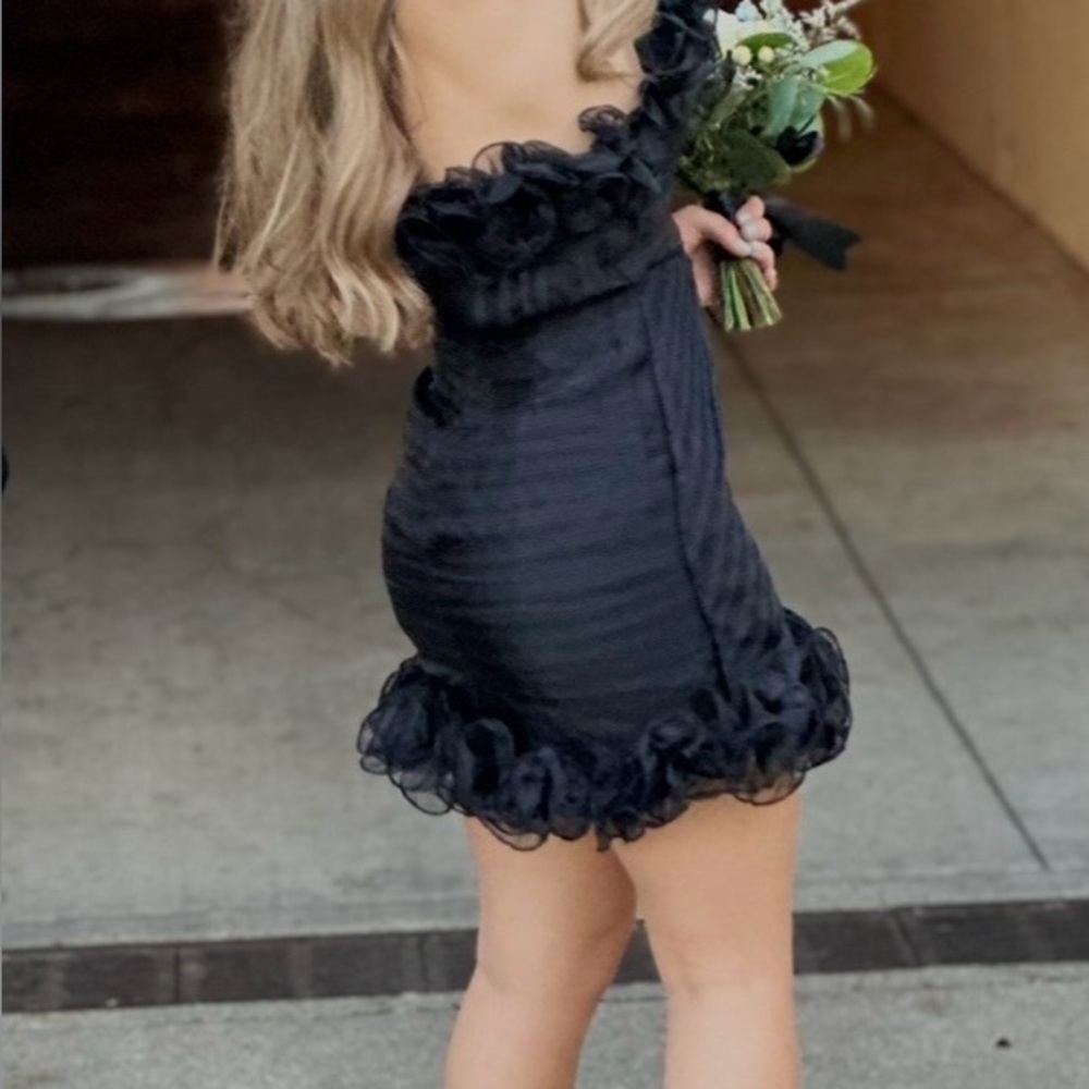 Elegant Black Ruffled Dress